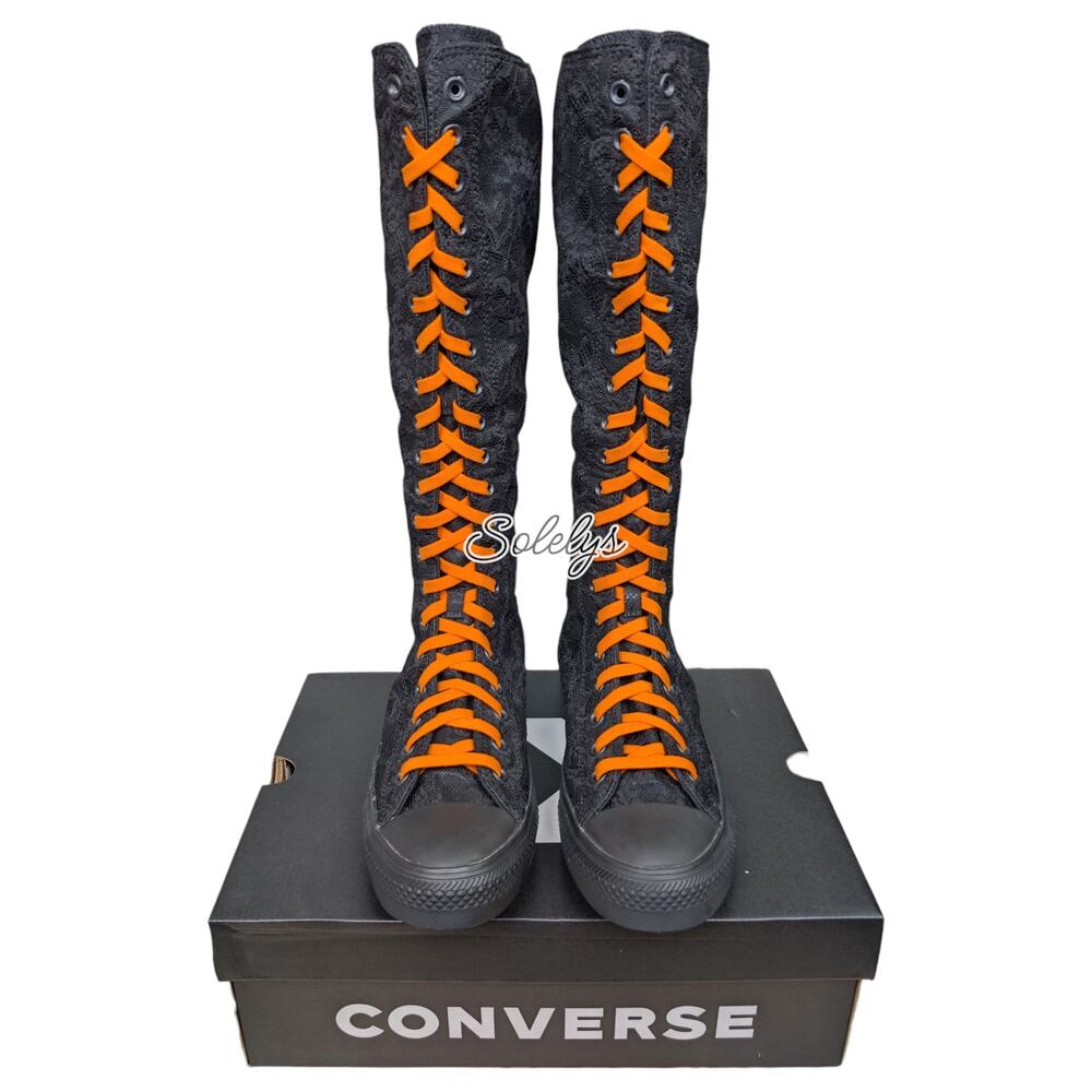 Converse CTAS XXHI Lace Black Orange Knee High Sneaker Boot Womens 11.5 NEW - Picture 2 of 10